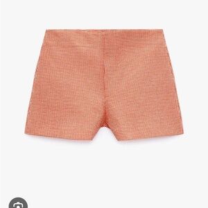 Women's Orange Checkered Shorts